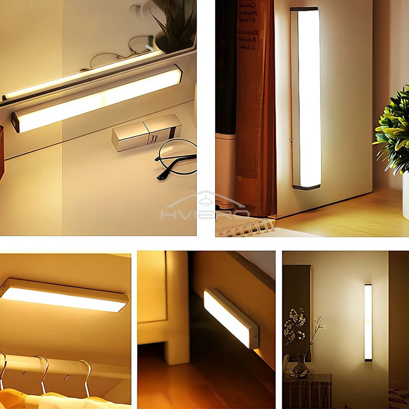 Barra de luz LED recargable con sensor de movimiento, luz nocturna de inducción, lámpara magnética portátil inalámbrica