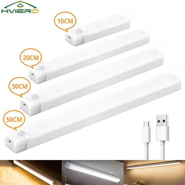 Barra de luz LED recargable con sensor de movimiento, luz nocturna de inducción, lámpara magnética portátil inalámbrica