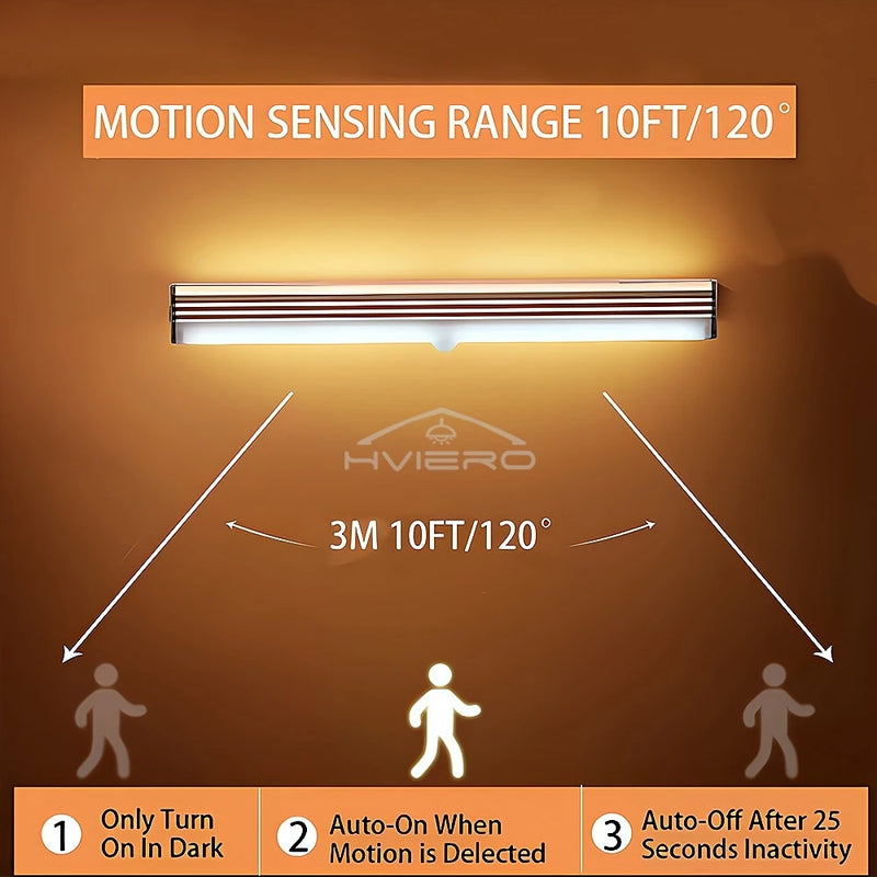 Barra de luz LED recargable con sensor de movimiento, luz nocturna de inducción, lámpara magnética portátil inalámbrica
